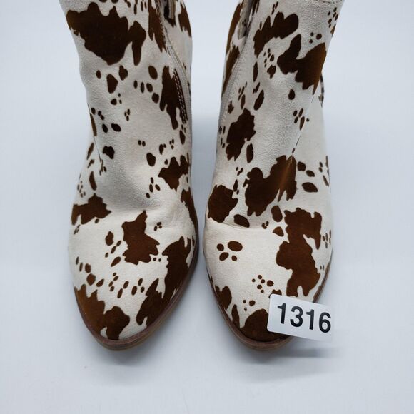 Altar'd State Boots Women US 7.5 Brown White Cow Print Ankle Zip Block Heel - Picture 13 of 13
